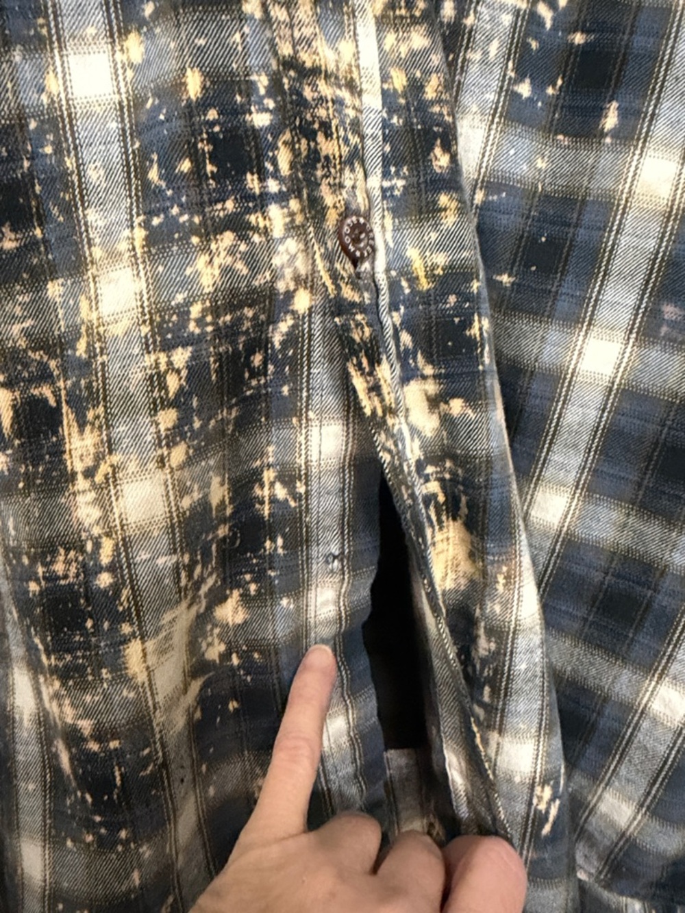 Guns & Roses Appetite For Destruction Bleached Upcycled Moose Creek Plaid Shirt - Picture 5 of 6